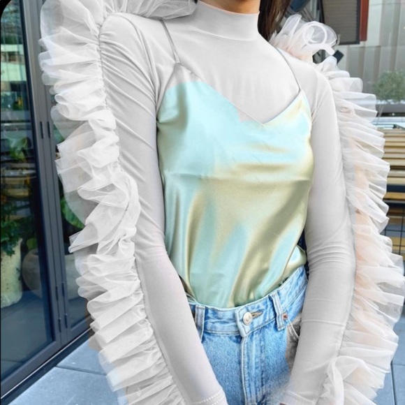 KIKI RIKI Tops - KIKI RIKI NWT LONG TULLE MESH TOP SIZE MEDIUM